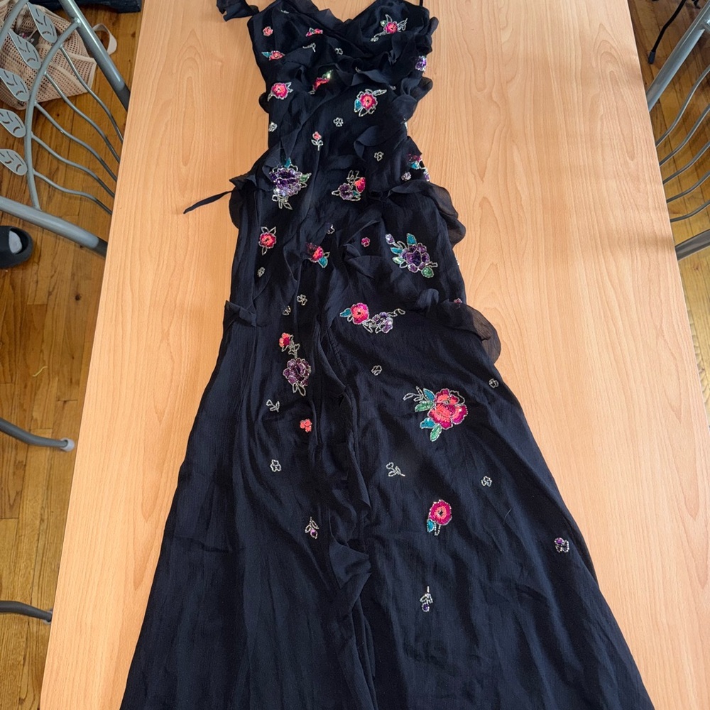 ASOS Black Dress with Floral Embroidery